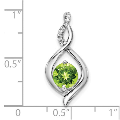 14K Weißgold Anhänger mit Peridot und echtem Diamant