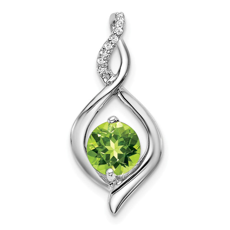14K Weißgold Anhänger mit Peridot und echtem Diamant