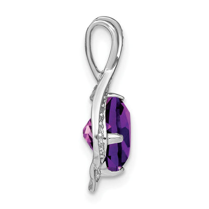 14K Weißgold Amethyst- und Echtdiamant-Anhänger