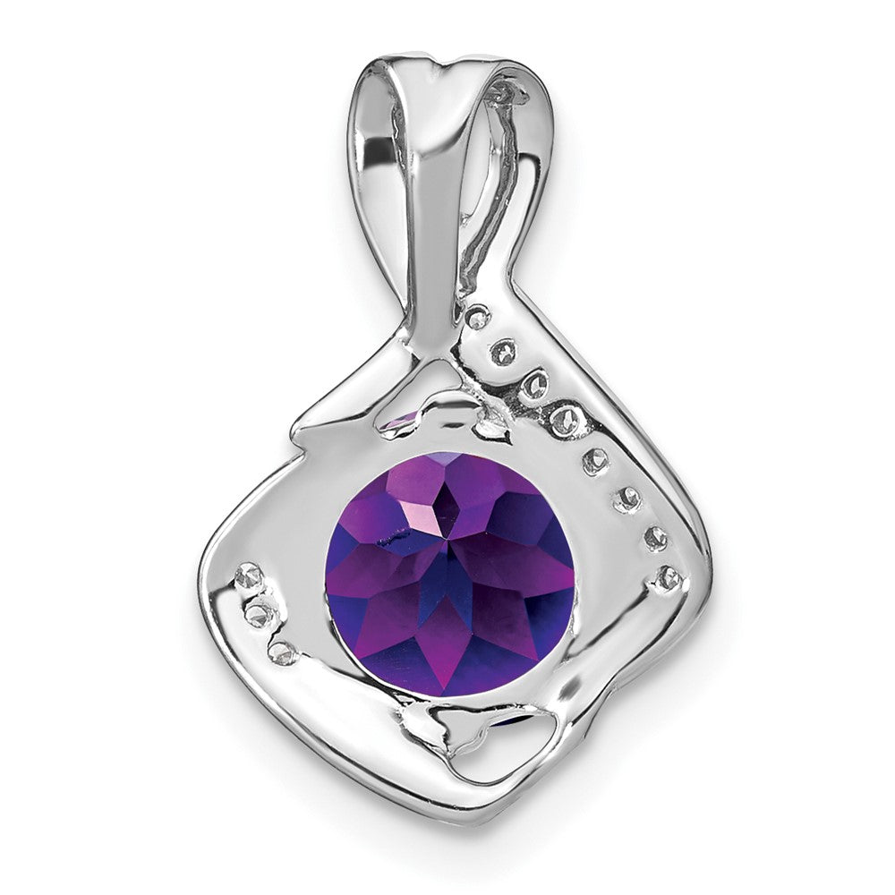 14K Weißgold Amethyst- und Echtdiamant-Anhänger