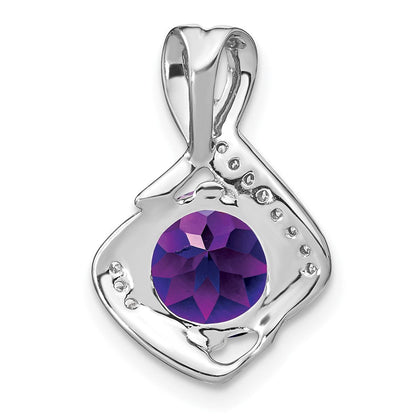 14K Weißgold Amethyst- und Echtdiamant-Anhänger