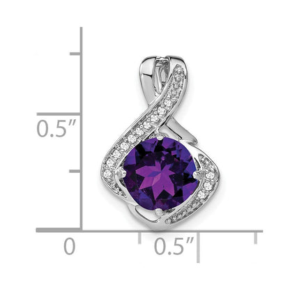 14K Weißgold Amethyst- und Echtdiamant-Anhänger