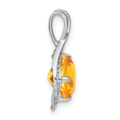 14K Weißgold Citrin- und Diamant-Anhänger