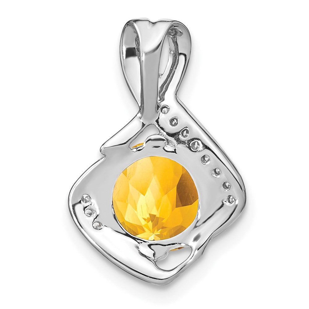 14K Weißgold Citrin- und Diamant-Anhänger
