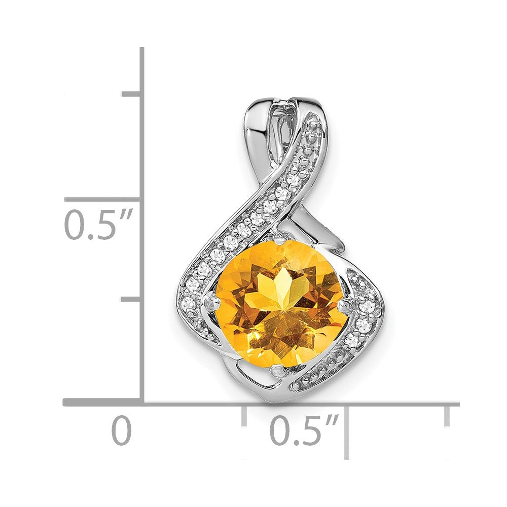 14K Weißgold Citrin- und Diamant-Anhänger