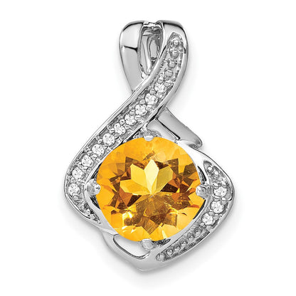 14K Weißgold Citrin- und Diamant-Anhänger