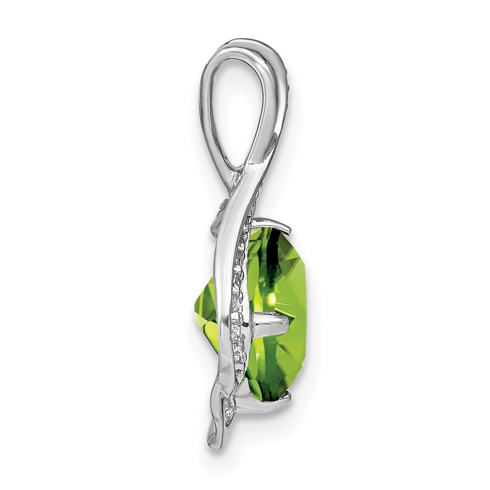 14K Weißgold Peridot- und Echtdiamant-Anhänger