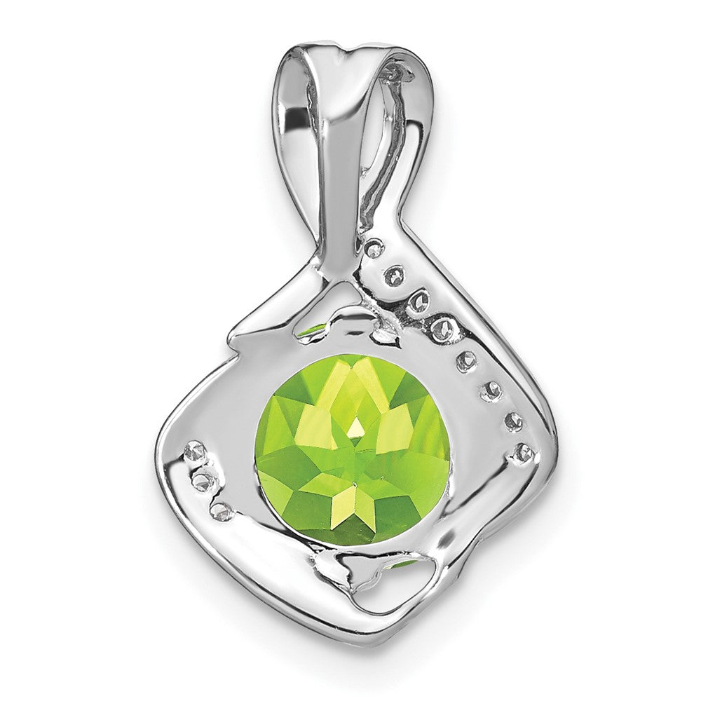 14K Weißgold Peridot- und Echtdiamant-Anhänger