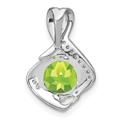 14K Weißgold Peridot- und Echtdiamant-Anhänger