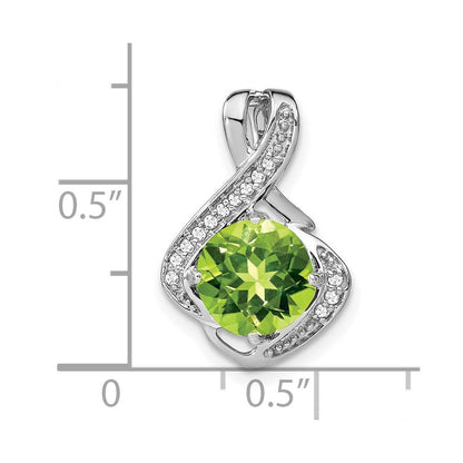 14K Weißgold Peridot- und Echtdiamant-Anhänger