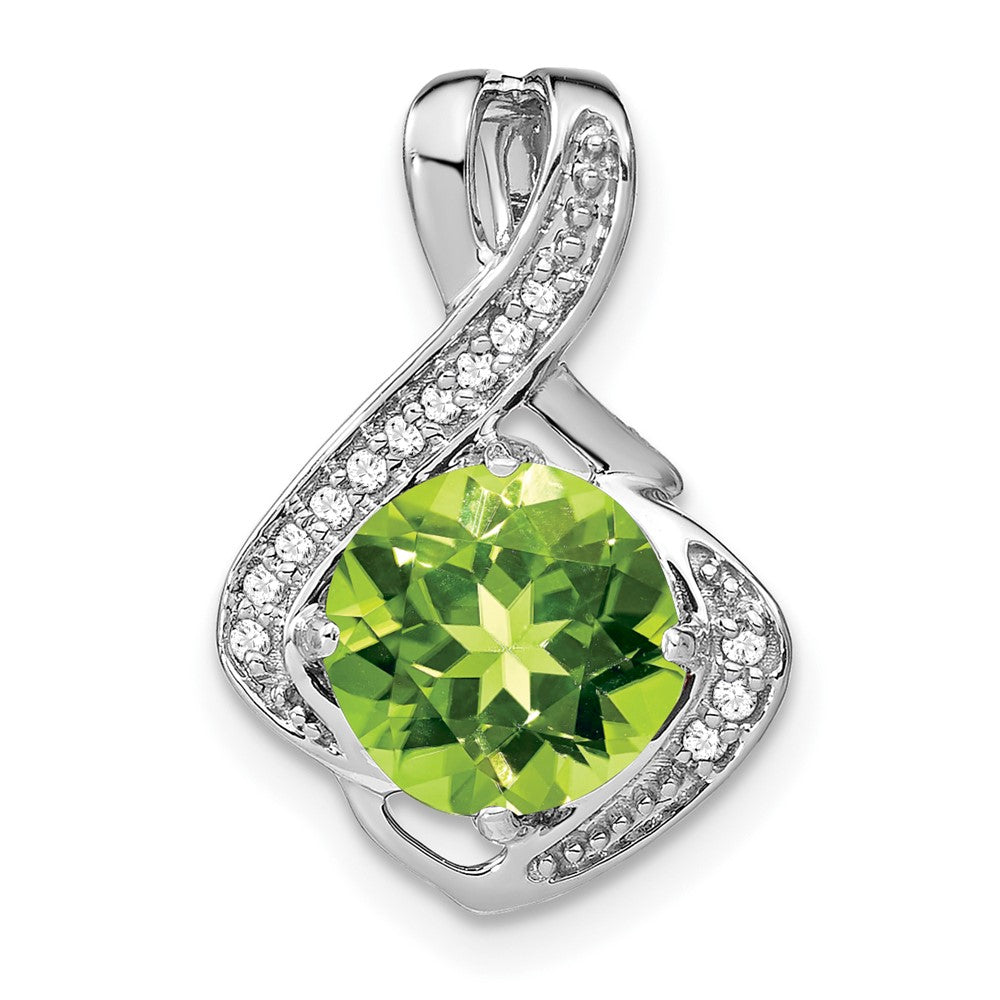 14K Weißgold Peridot- und Echtdiamant-Anhänger