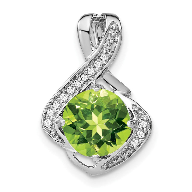 14K Weißgold Peridot- und Echtdiamant-Anhänger