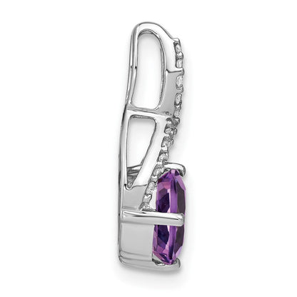 14K Weißgold Anhänger mit Kissenschliff-Amethyst und echten Diamanten