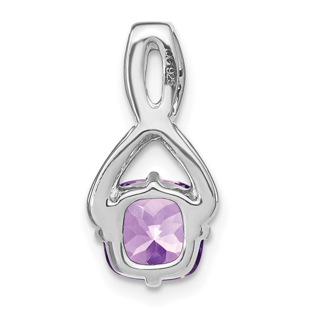 14K Weißgold Anhänger mit Kissenschliff-Amethyst und echten Diamanten