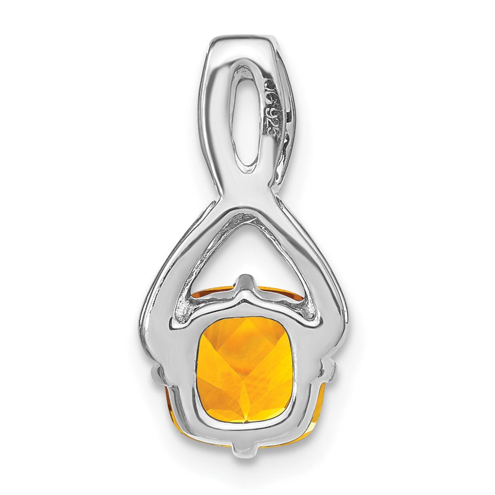 14K Weißgold Anhänger mit Citrin im Kissenschliff und echten Diamanten