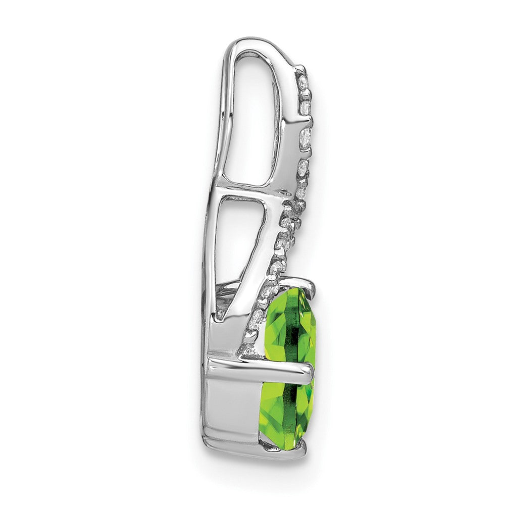 14K Weißgold Kissenschliff-Anhänger mit Peridot und echten Diamanten