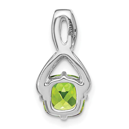 14K Weißgold Kissenschliff-Anhänger mit Peridot und echten Diamanten