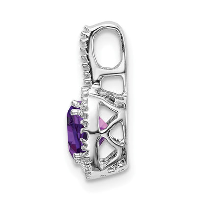 14K Weißgold Anhänger mit Amethyst im Kissenschliff und echten Diamanten