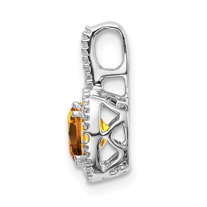 14K Weißgold Anhänger mit Citrin im Kissenschliff und echten Diamanten