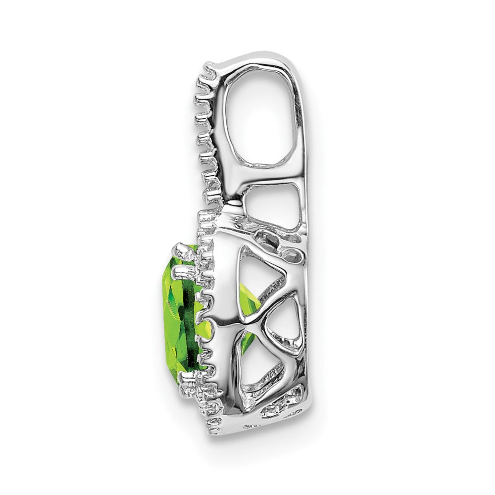 14K Weißgold Anhänger mit Kissenschliff-Peridot und echten Diamanten