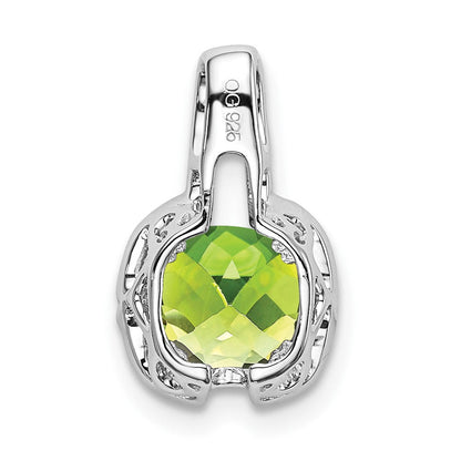 14K Weißgold Anhänger mit Kissenschliff-Peridot und echten Diamanten