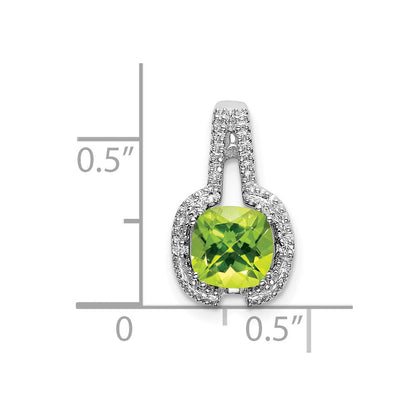 14K Weißgold Anhänger mit Kissenschliff-Peridot und echten Diamanten