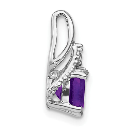 14K Weißgold Anhänger mit Kissenschliff-Amethyst und echten Diamanten