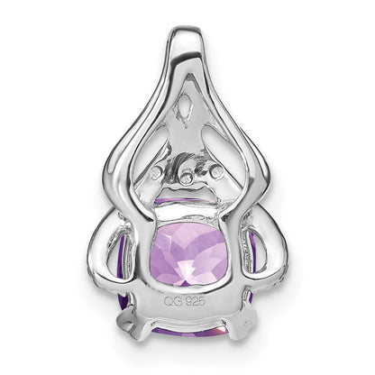14K Weißgold Anhänger mit Kissenschliff-Amethyst und echten Diamanten