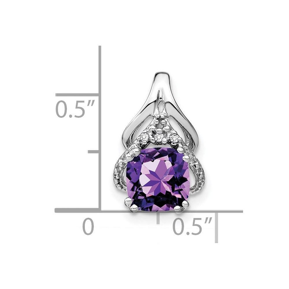 14K Weißgold Anhänger mit Kissenschliff-Amethyst und echten Diamanten