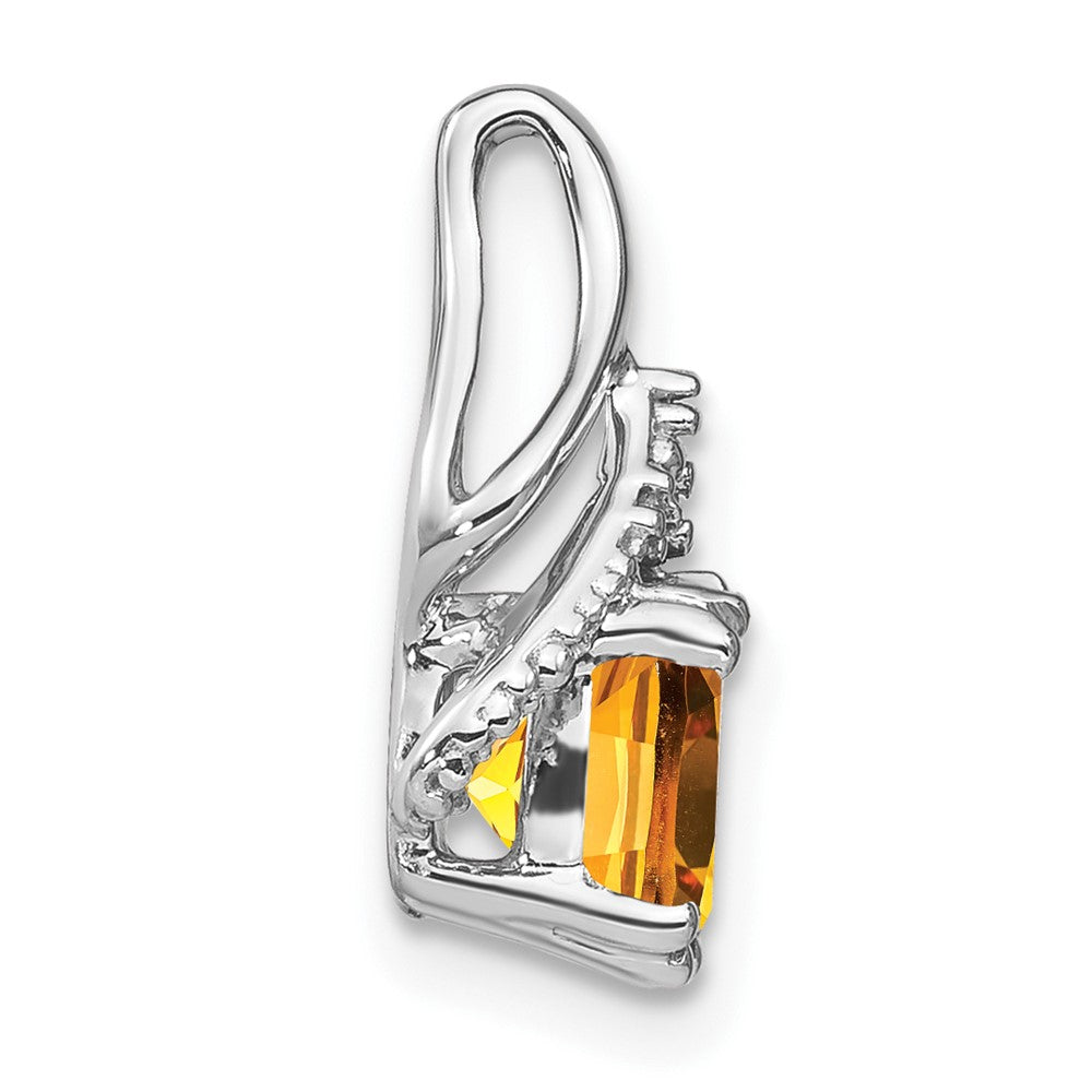 14K Weißgold Anhänger mit Kissenschliff-Citrin und echten Diamanten
