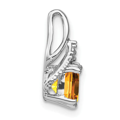 14K Weißgold Anhänger mit Kissenschliff-Citrin und echten Diamanten