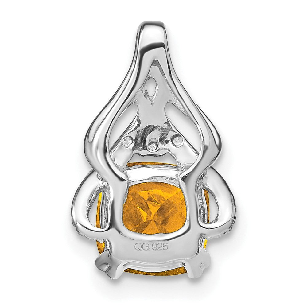 14K Weißgold Anhänger mit Kissenschliff-Citrin und echten Diamanten
