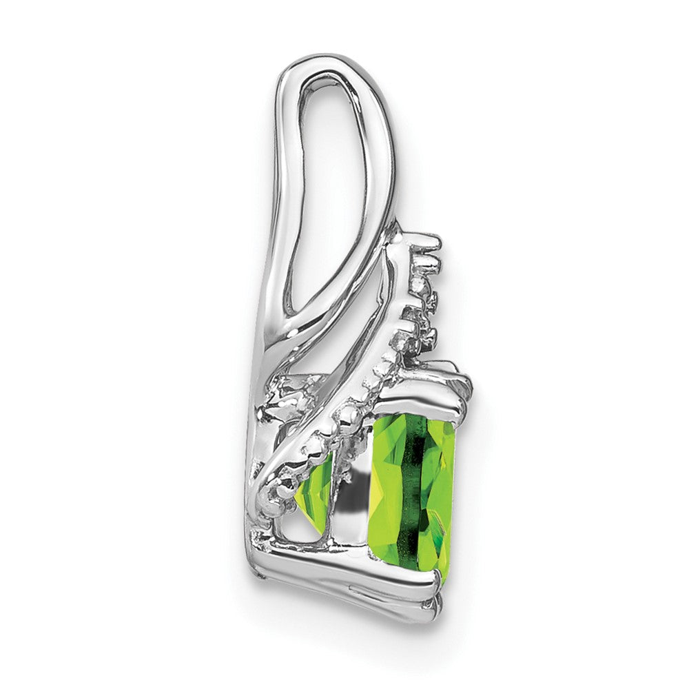 14K Weißgold Anhänger mit Kissenschliff-Peridot und echten Diamanten