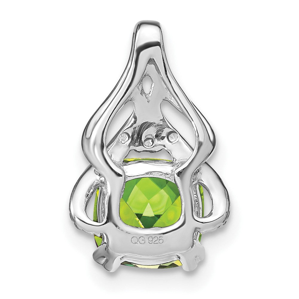 14K Weißgold Anhänger mit Kissenschliff-Peridot und echten Diamanten
