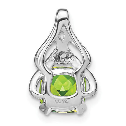 14K Weißgold Anhänger mit Kissenschliff-Peridot und echten Diamanten