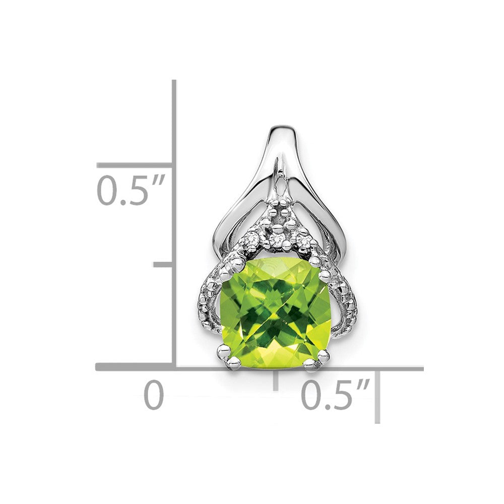 14K Weißgold Anhänger mit Kissenschliff-Peridot und echten Diamanten