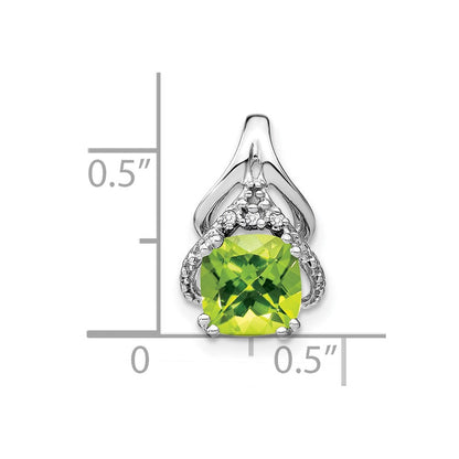 14K Weißgold Anhänger mit Kissenschliff-Peridot und echten Diamanten