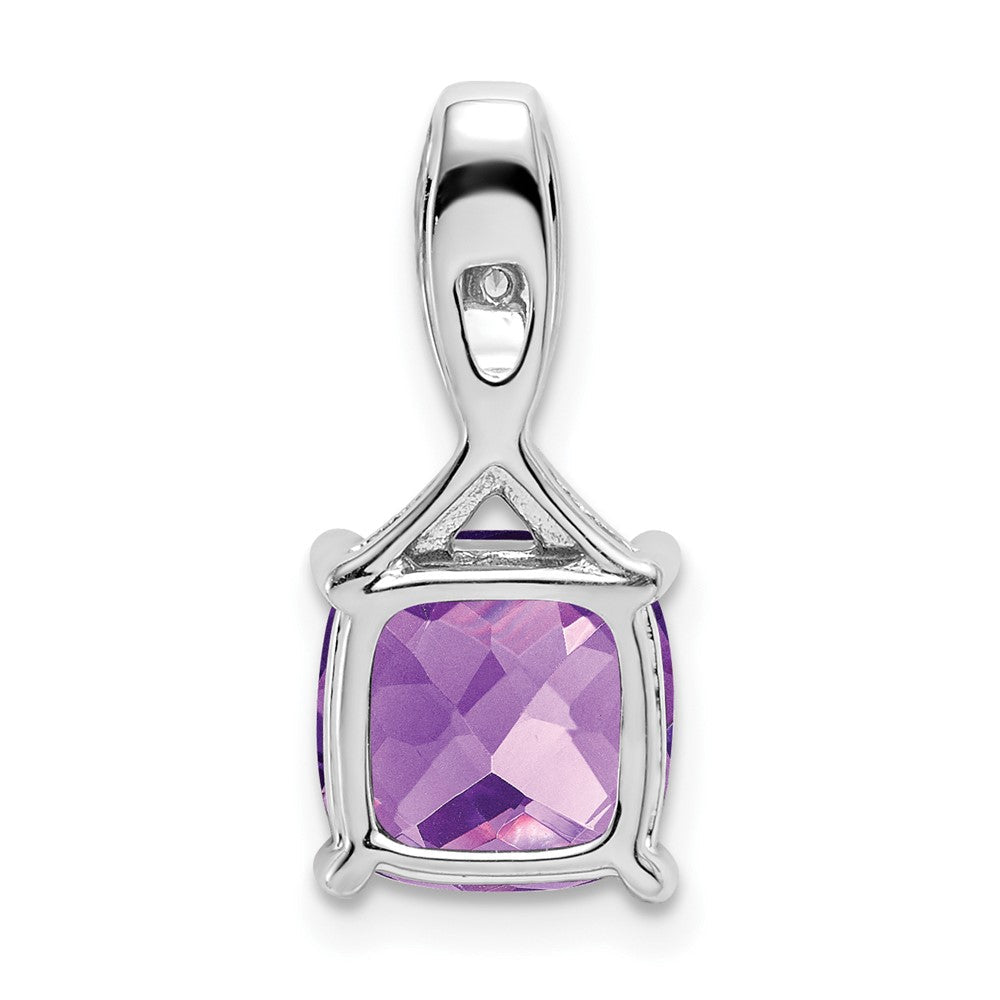 14K Weißgold Anhänger mit Amethyst im Kissenschliff und echten Diamanten