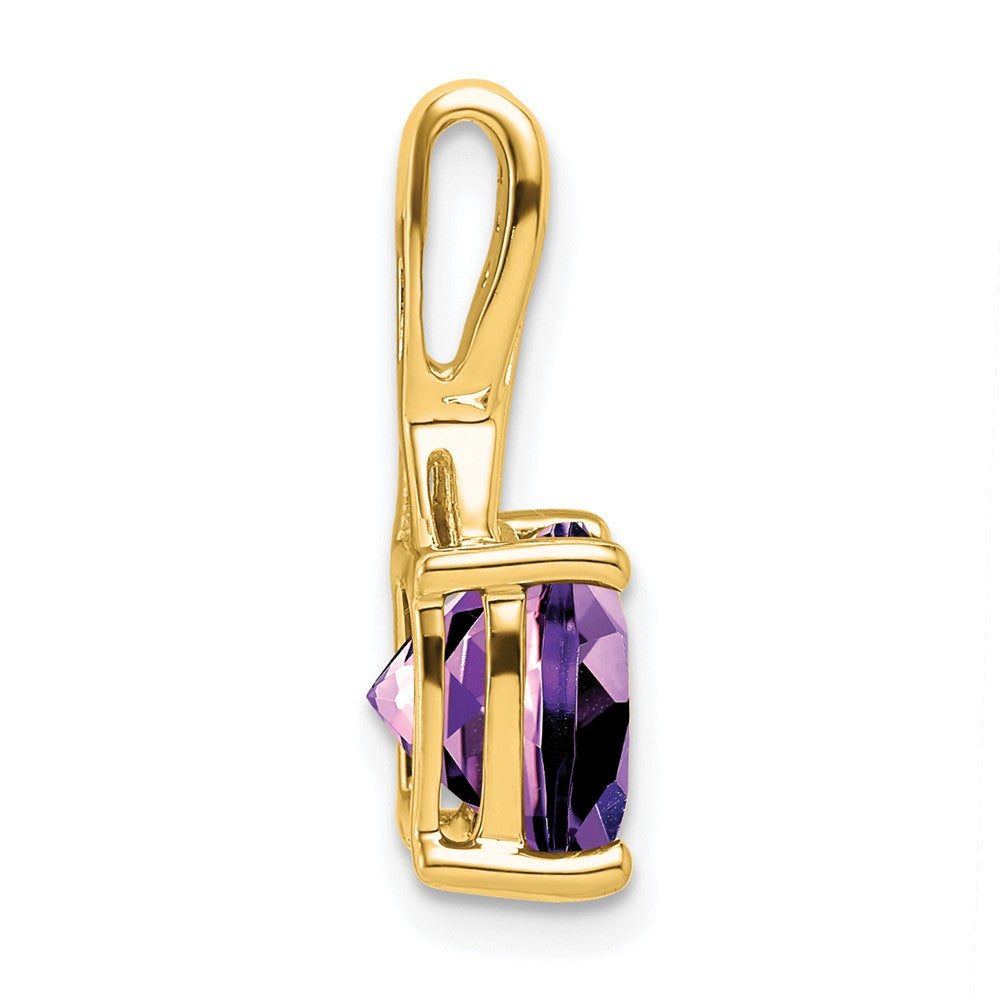 14K Gelbgold Anhänger mit Kissenschliff-Amethyst und echten Diamanten