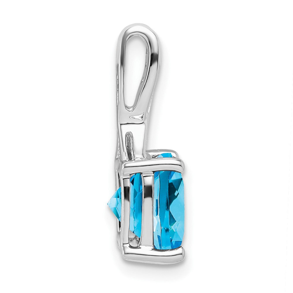 14K Weißgold Anhänger mit Kissenschliff-Blautopas und echten Diamanten