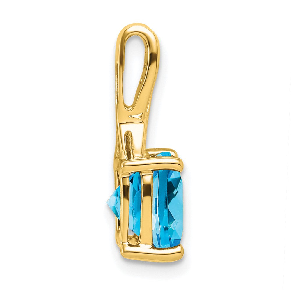 14K Gelbgold Anhänger mit kissenförmigem blauem Topas und echten Diamanten