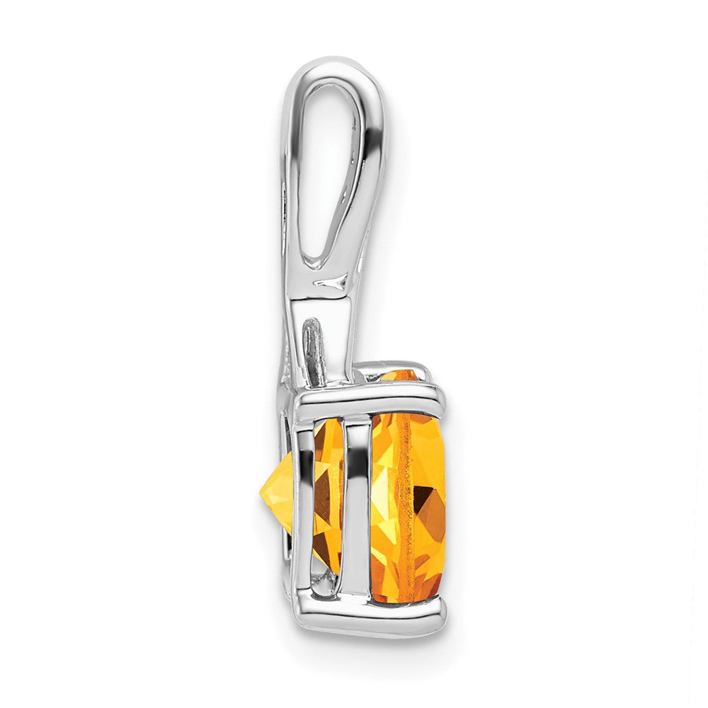 14K Weißgold Anhänger mit Citrin im Kissenschliff und echten Diamanten