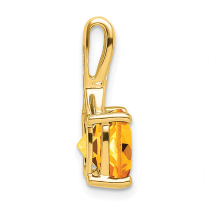 14K Gelbgold Anhänger mit Kissenschliff-Citrin und echten Diamanten