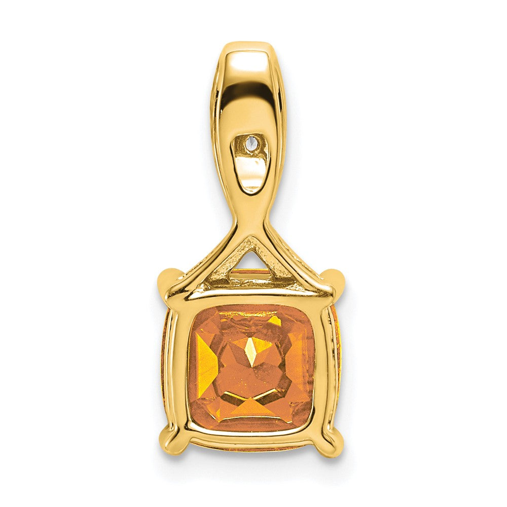 14K Gelbgold Anhänger mit Kissenschliff-Citrin und echten Diamanten