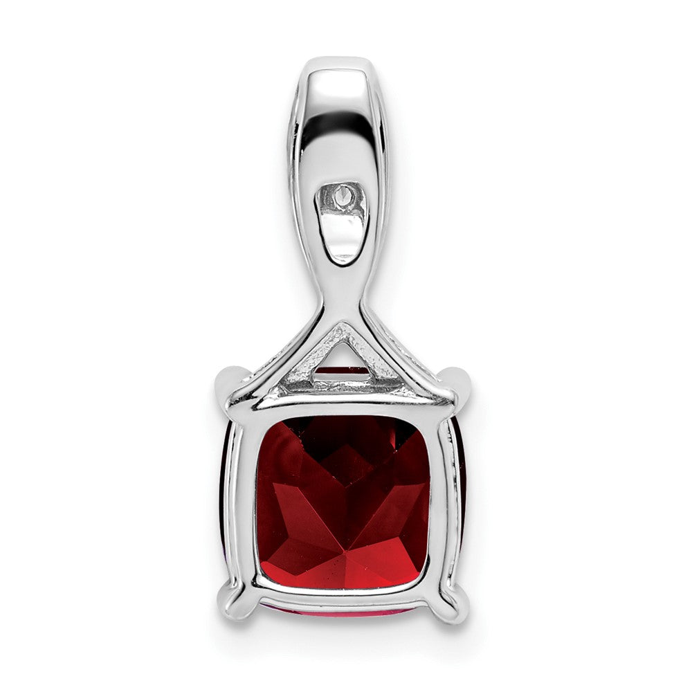 14K Weißgold Anhänger mit Kissenschliff-Granat und echten Diamanten