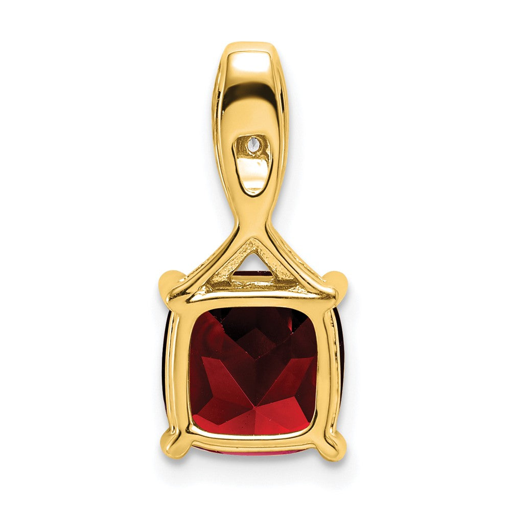 14K Gelbgold Anhänger mit Kissenschliff-Granat und echten Diamanten