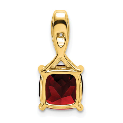 14K Gelbgold Anhänger mit Kissenschliff-Granat und echten Diamanten