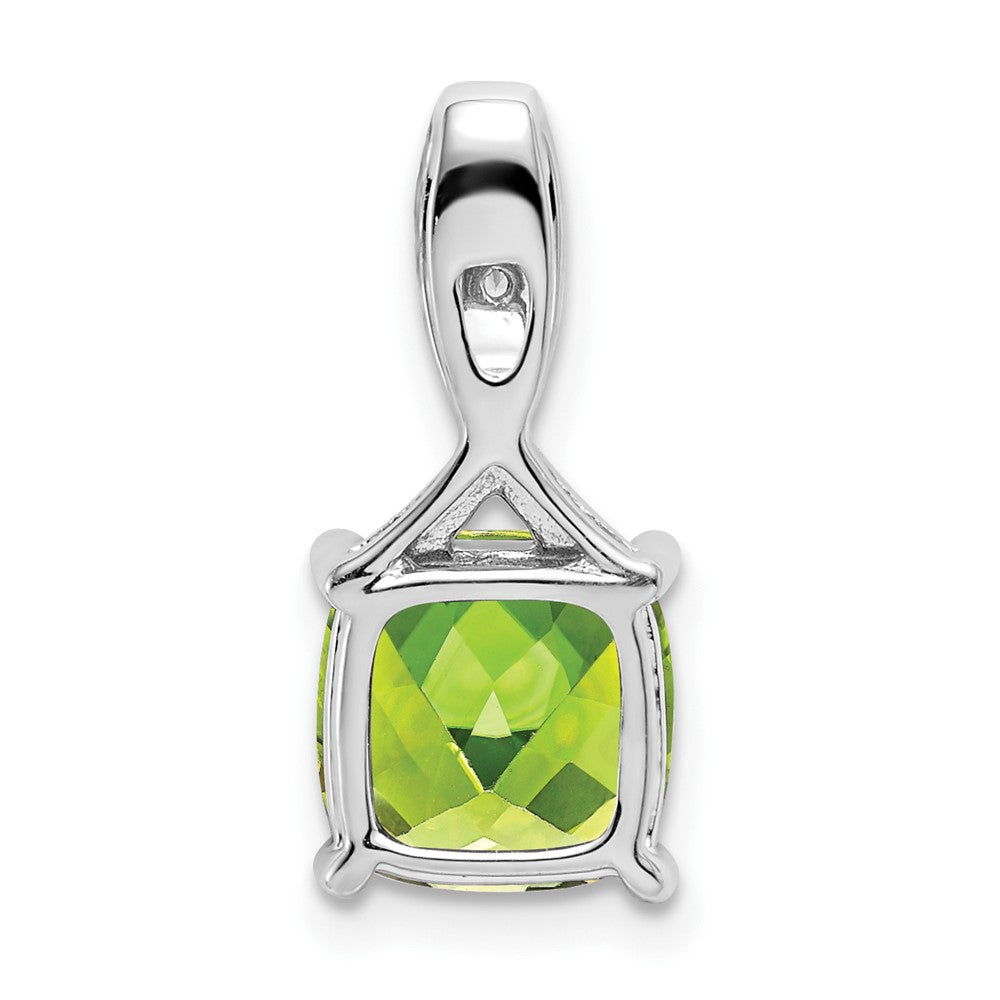 14K Weißgold Anhänger mit Kissenschliff-Peridot und echten Diamanten