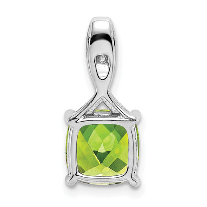 14K Weißgold Anhänger mit Kissenschliff-Peridot und echten Diamanten
