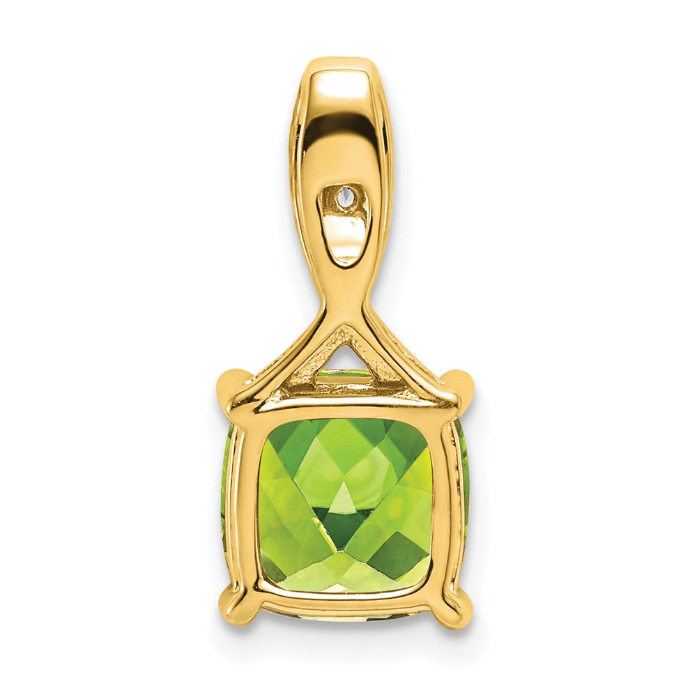 14K Gelbgold Anhänger mit Peridot im Kissenschliff und echten Diamanten